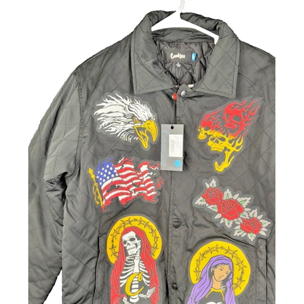 Cookies Highway Quilted‎ Coaches Jacket Mens S Black NWT Streetwear Patch